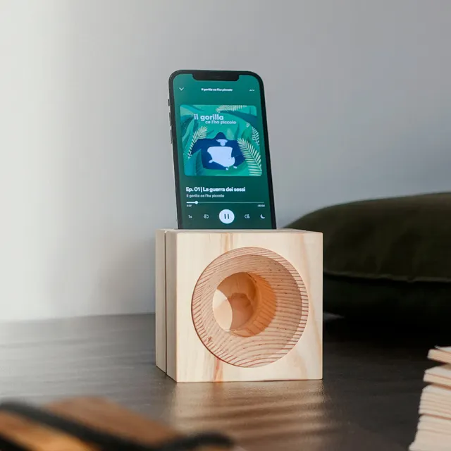 VAIA Cube Amplificatore Smartphone Legno 10x10 cm Naturale