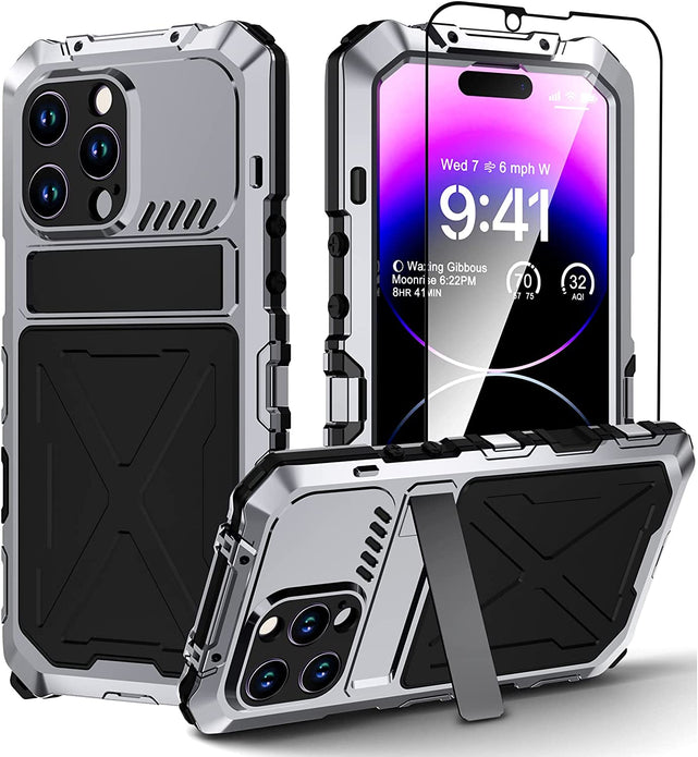 Redpepper iPhone 14 Pro Cover Rugged Metallo Kickstand