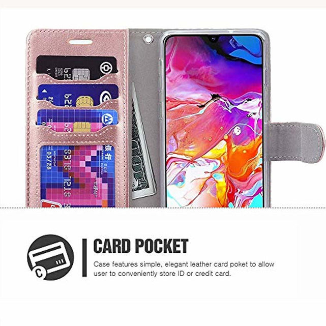 Redpepper Galaxy A70 Cover Portafoglio Pelle Oro Rosa
