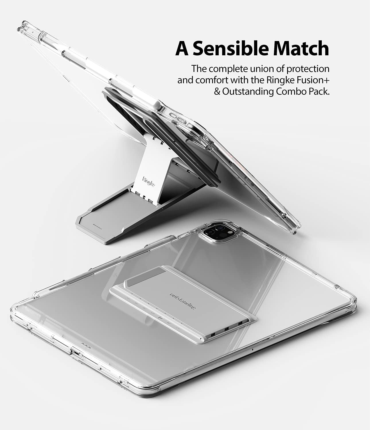 Ringke Fusion Plus iPad Pro 12.9 cover con supporto grigia
