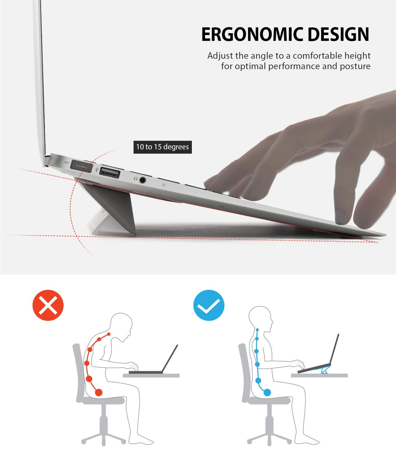 Ringke Stand Supporto Laptop Grigio Adesivo Sottile