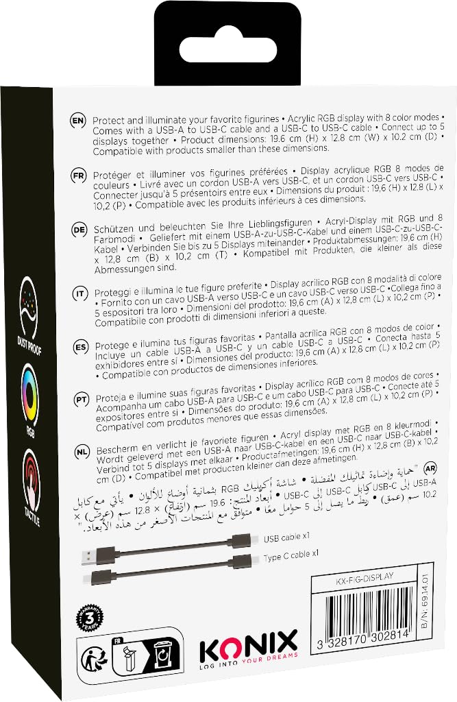 Konix Lighting vetrina LED RGB USB 9x9x14 acrilico