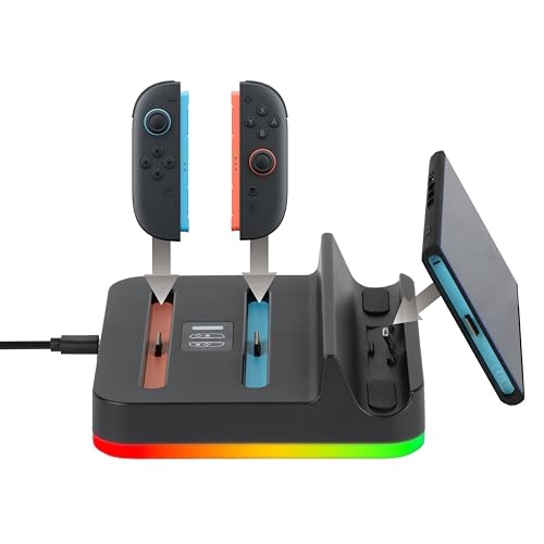 Konix Stazione Ricarica Dock Switch 2 Portal RGB Nero 3 Ore