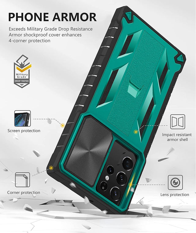Redpepper Galaxy S22 Ultra Custodia Antiurto con Stand e Slide Camera