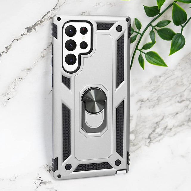 Redpepper iPhone 14 cover heavy duty nera con anello stand 360°