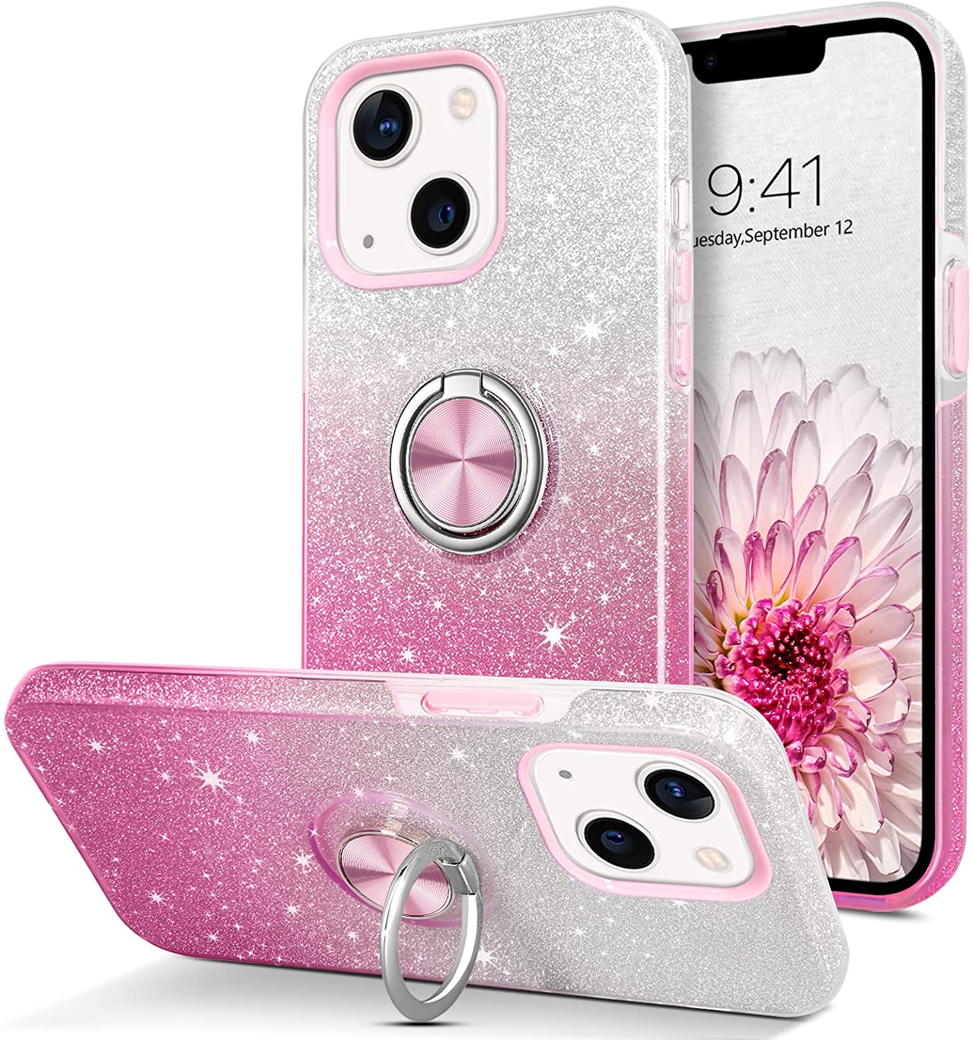 Redpepper iPhone 13 Mini Cover Glitter con Anello