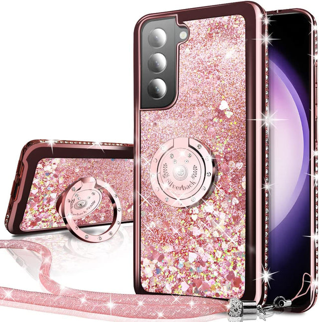 Redpepper Galaxy S23 custodia glitter liquida con anello
