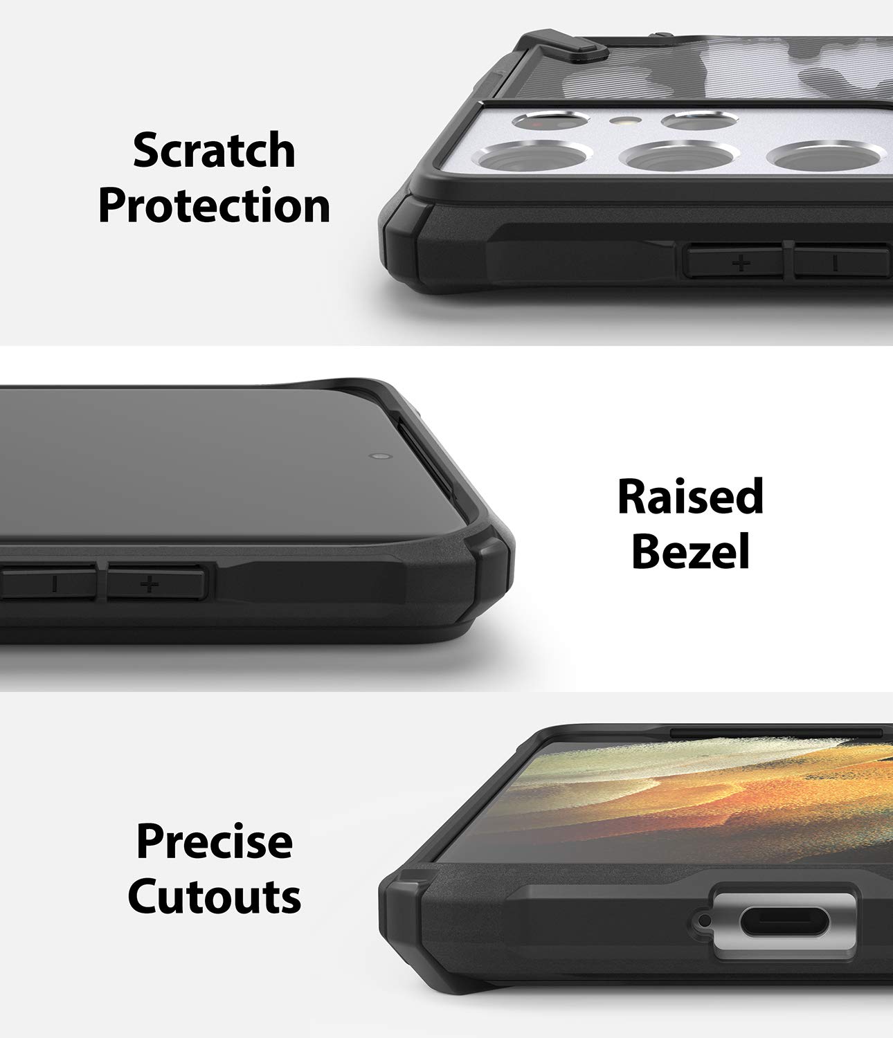 Ringke Fusion-X Galaxy S21 Ultra Cover Camo Black Mimetica