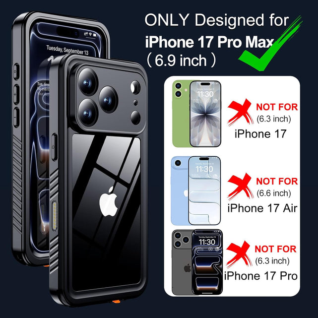Redpepper iPhone 17 Pro Max Cover Waterproof IPX8 Nera