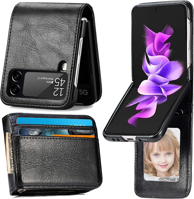 Redpepper Galaxy Z Flip 4 cover portafoglio nero pelle