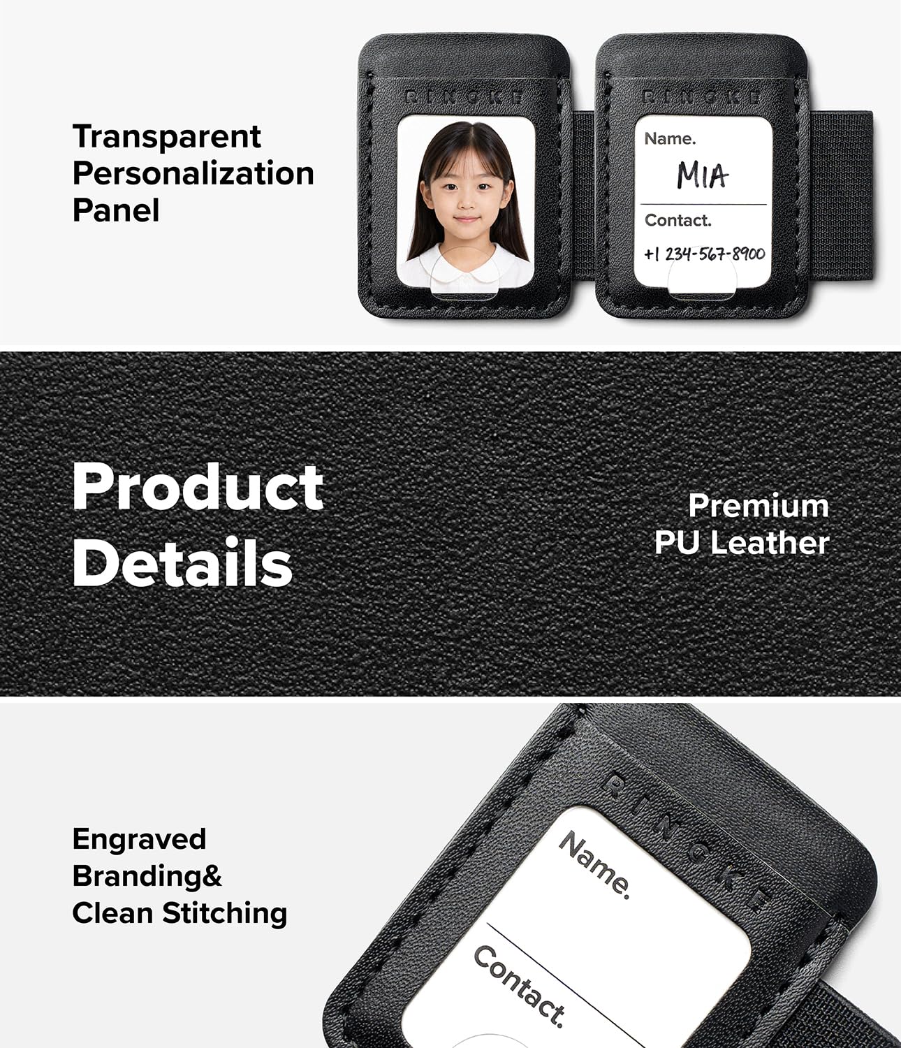 Ringke Pen Accessories Name Tag Pen Holder S portapenne nero ecopelle