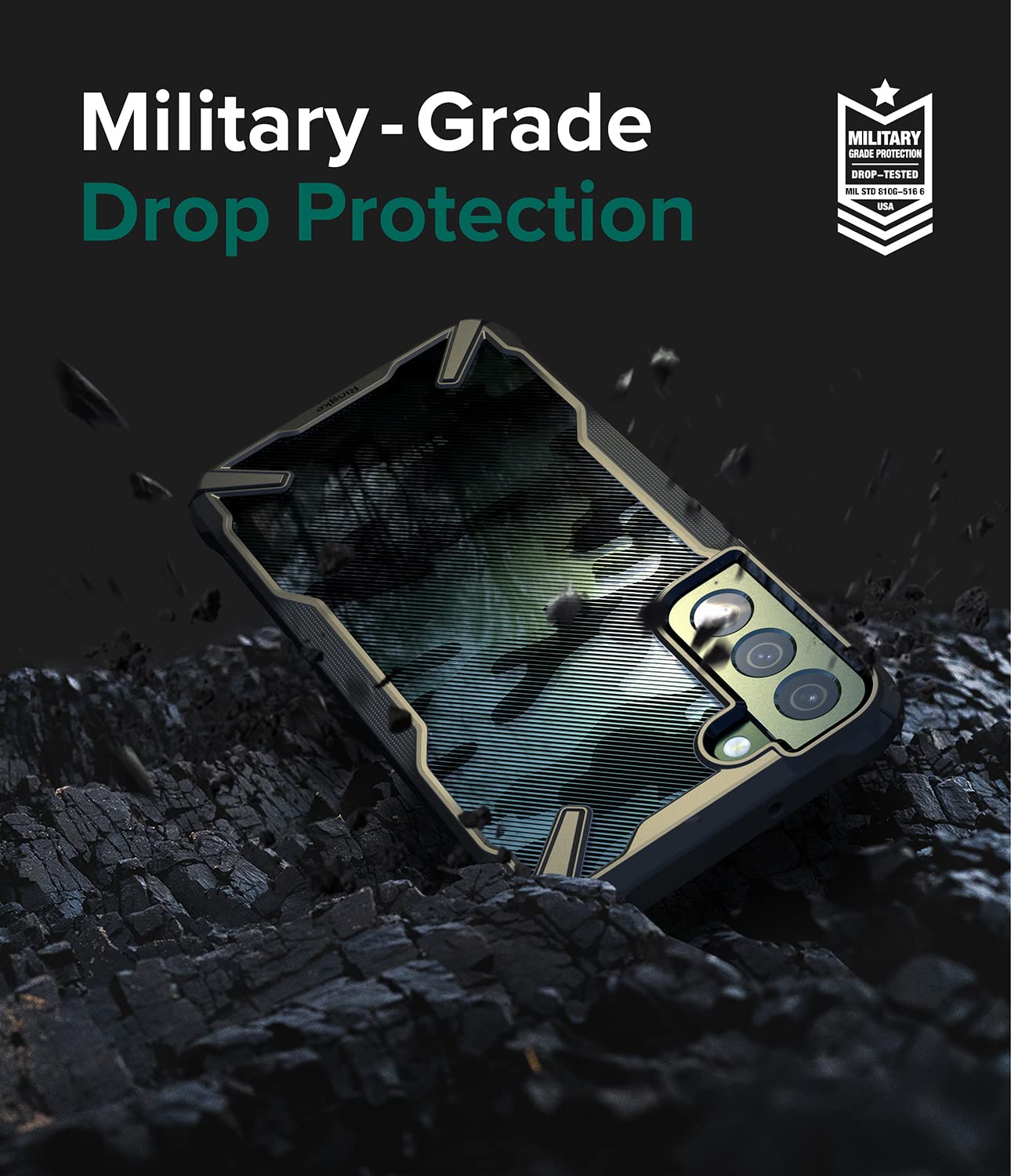 Ringke Fusion X Cover S22 Plus 5G Camo Black Mimetica