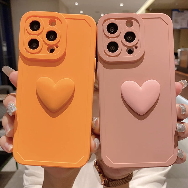 Redpepper iPhone 13 Pro Cover silicone cuore rosa shock