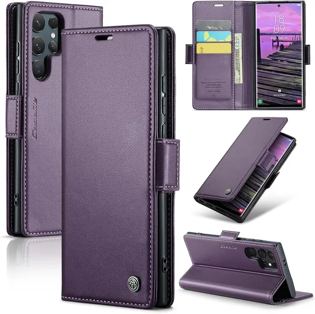 Redpepper Galaxy Cases S25 Ultra custodia pelle viola portafoglio