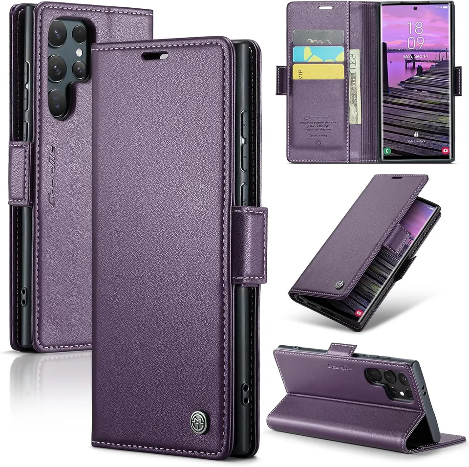 Redpepper Galaxy Cases S25 Ultra custodia pelle viola portafoglio