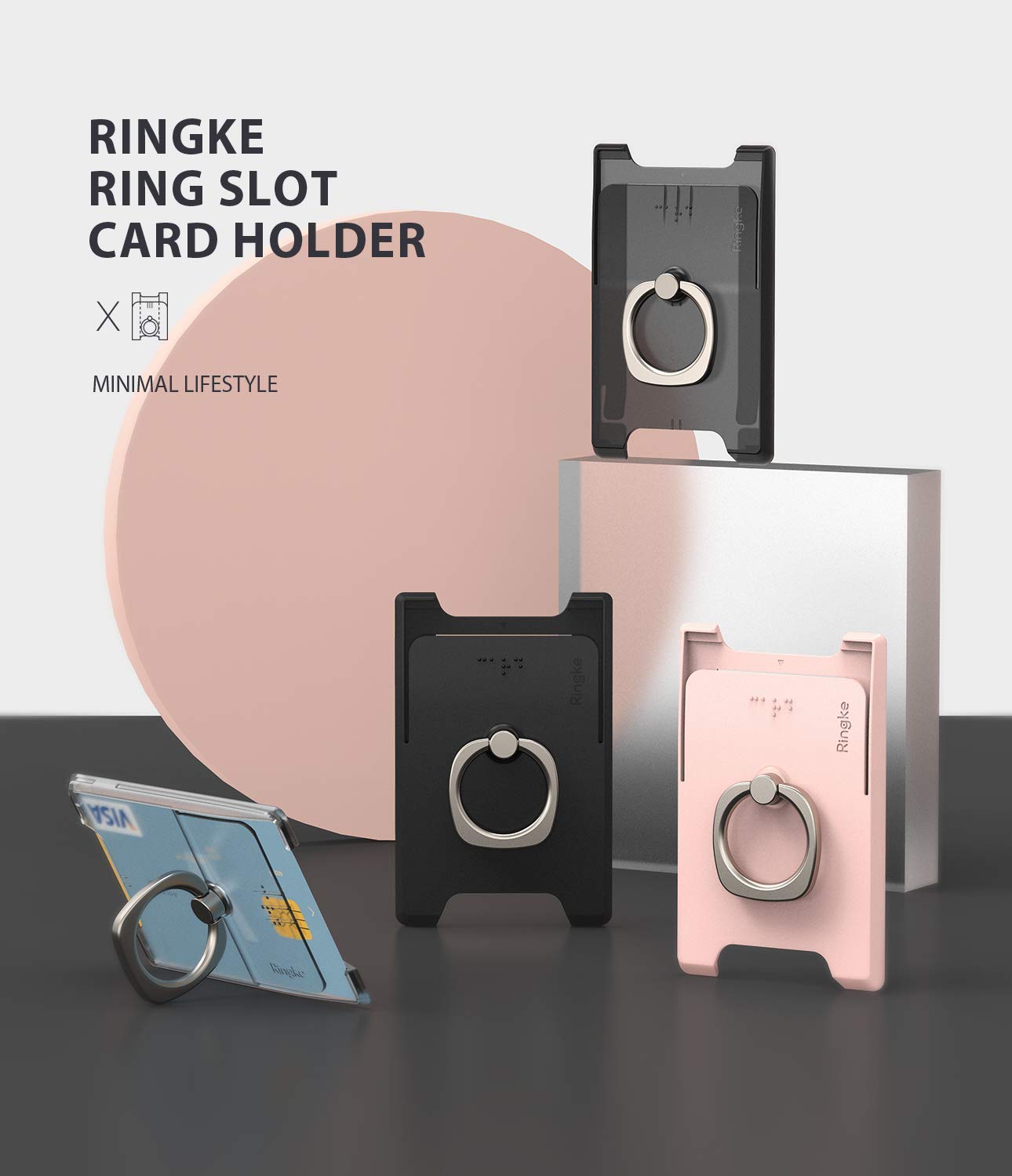 Ringke Ring Slot Porta Carte Nero con Anello Supporto