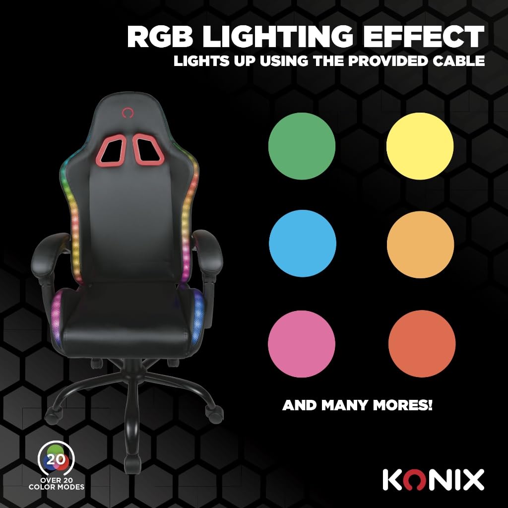 Konix Phantom sedia gaming ufficio nera RGB 135°