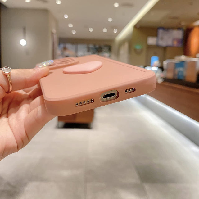 Redpepper iPhone 13 Pro Cover silicone cuore rosa shock