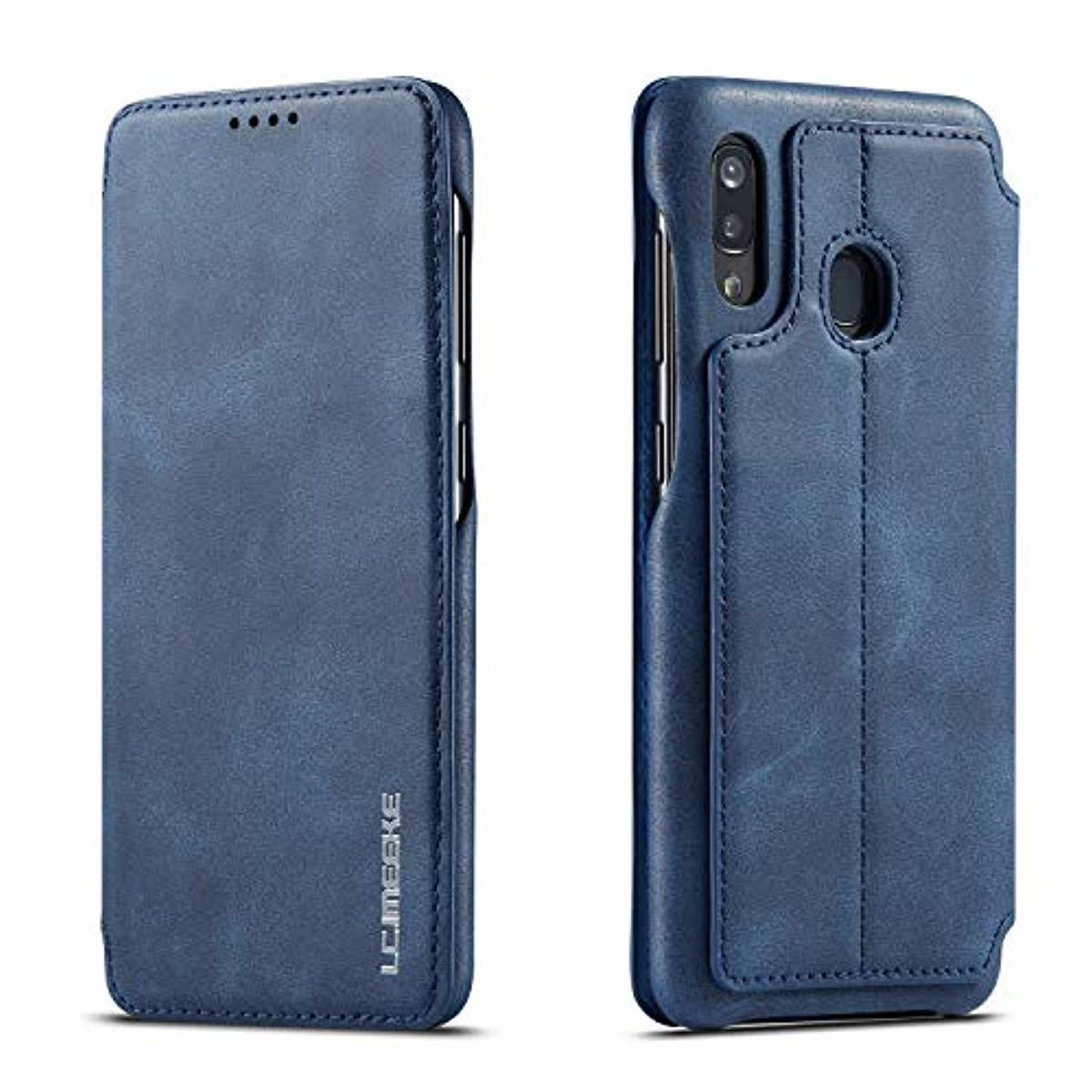 Redpepper Galaxy A70 Custodia Pelle Blu Wallet con Stand