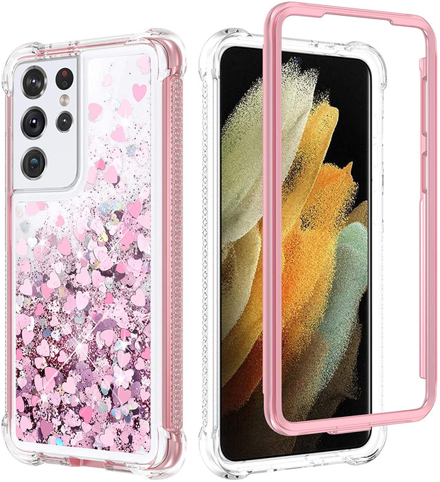 Redpepper Galaxy S21 Ultra Cover Glitter Liquida Antiurto