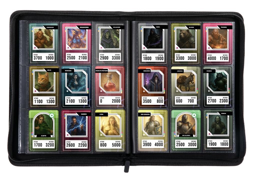 Konix Raccoglitore Premium 360 Carte 9 Tasche Nero 63x88