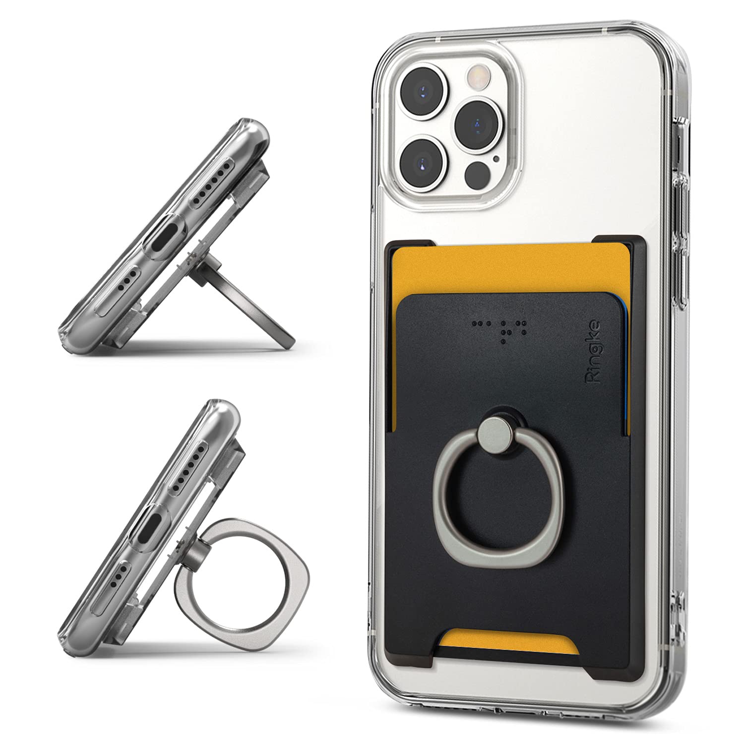 Ringke Ring Slot Porta Carte Nero con Anello Supporto