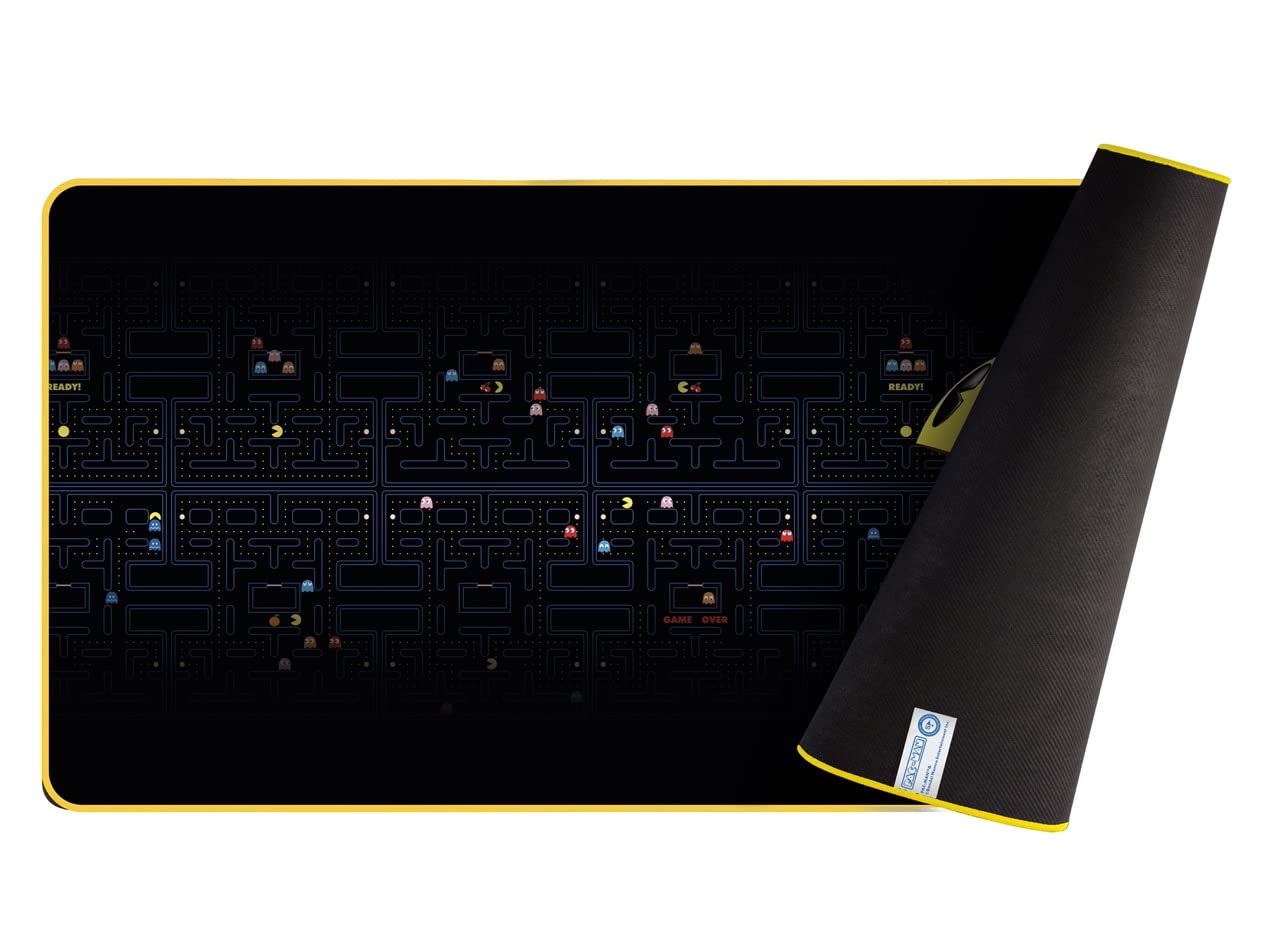 Konix Pac-Man Tappetino Mouse Gaming XXL 90x46 Nero Giallo