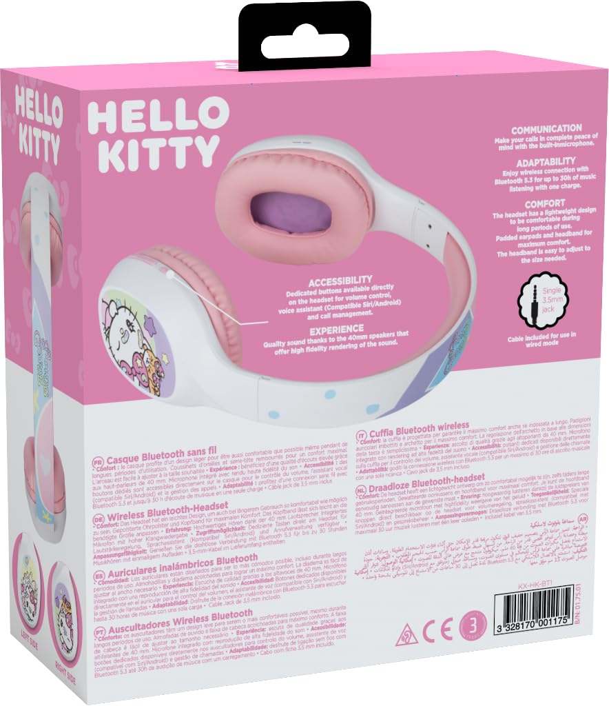 Konix Hello Kitty Cuffie Bluetooth 5.3 Bianco Rosa 30h