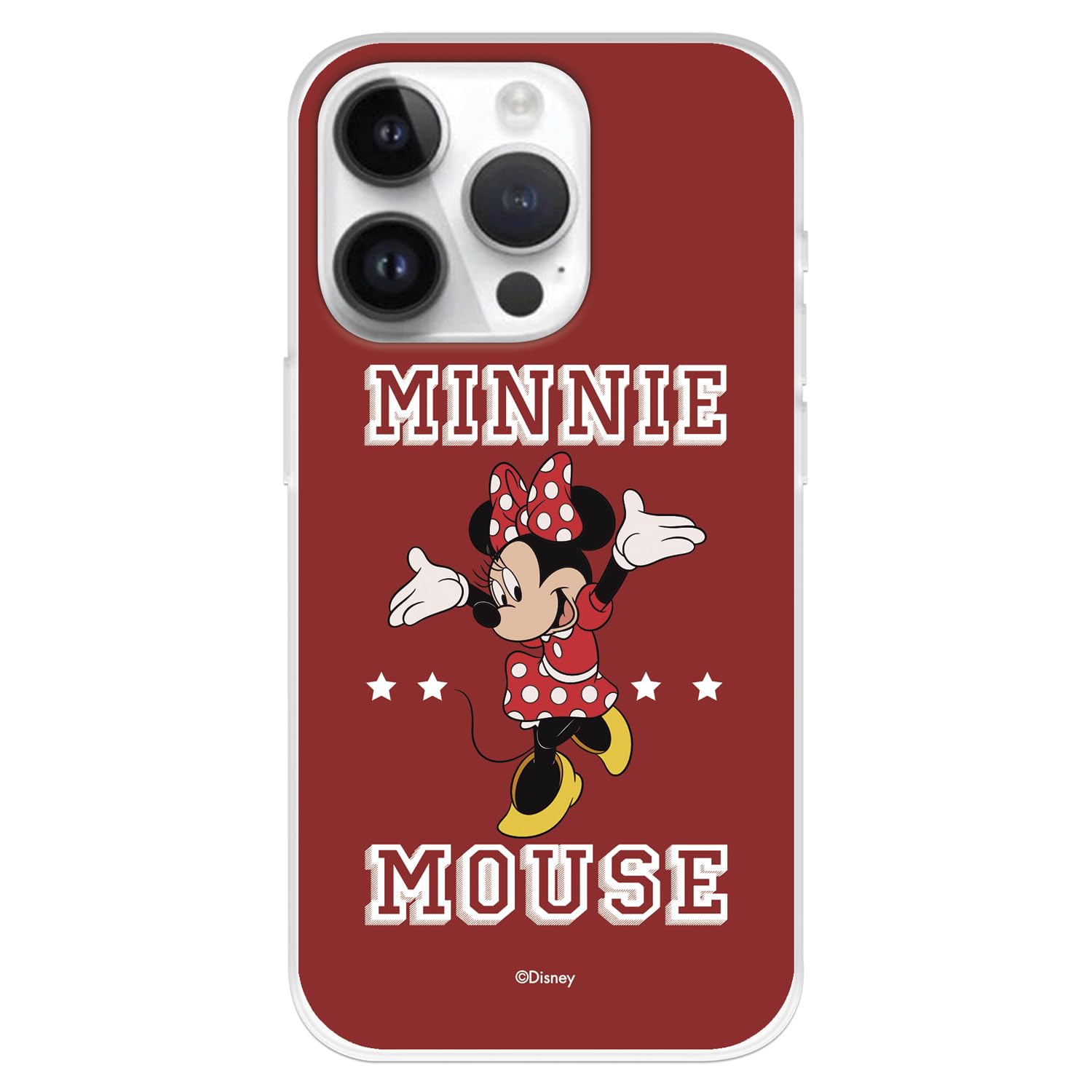 Disney Minnie sfondo rosso cover iPhone 15 Pro silicone