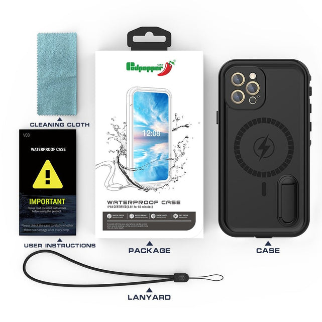 Redpepper iPhone 12 Pro Max custodia impermeabile nera