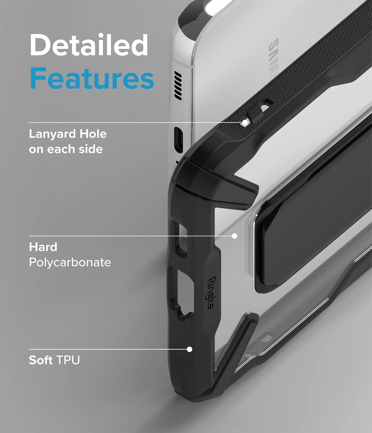 Ringke Fusion-X Cover Galaxy S22 5G con Stand Nera
