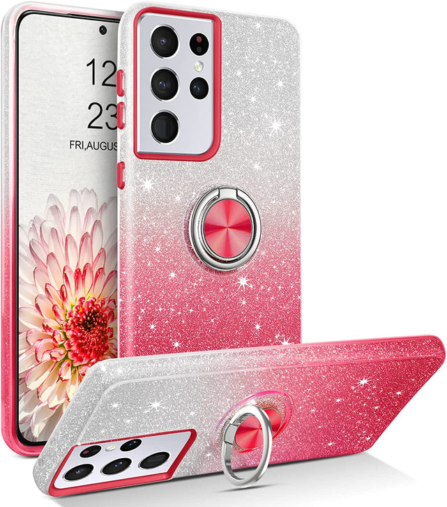 Redpepper Galaxy Cases S21 Ultra cover glitter nera anello stand