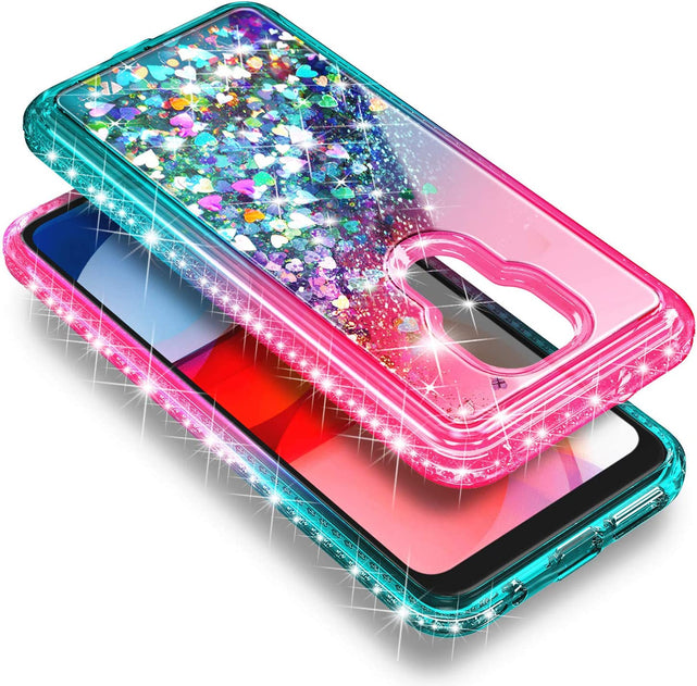 Redpepper Moto G Play 2021 Cover Glitter Rosa Aqua TPU Slim