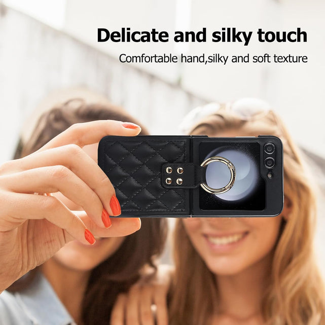Redpepper Galaxy Z Flip 5 Custodia Pelle Nera con Anello