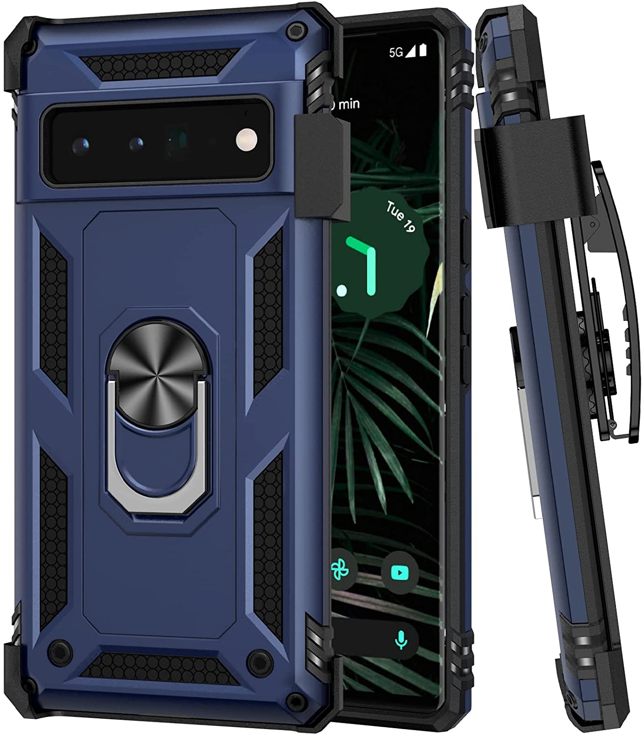 Redpepper Pixel 6 Pro cover nera con clip cintura e stand