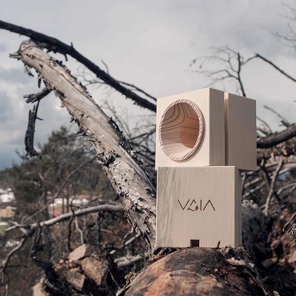 VAIA Cube Imperfetto Amplificatore Smartphone Legno Unico