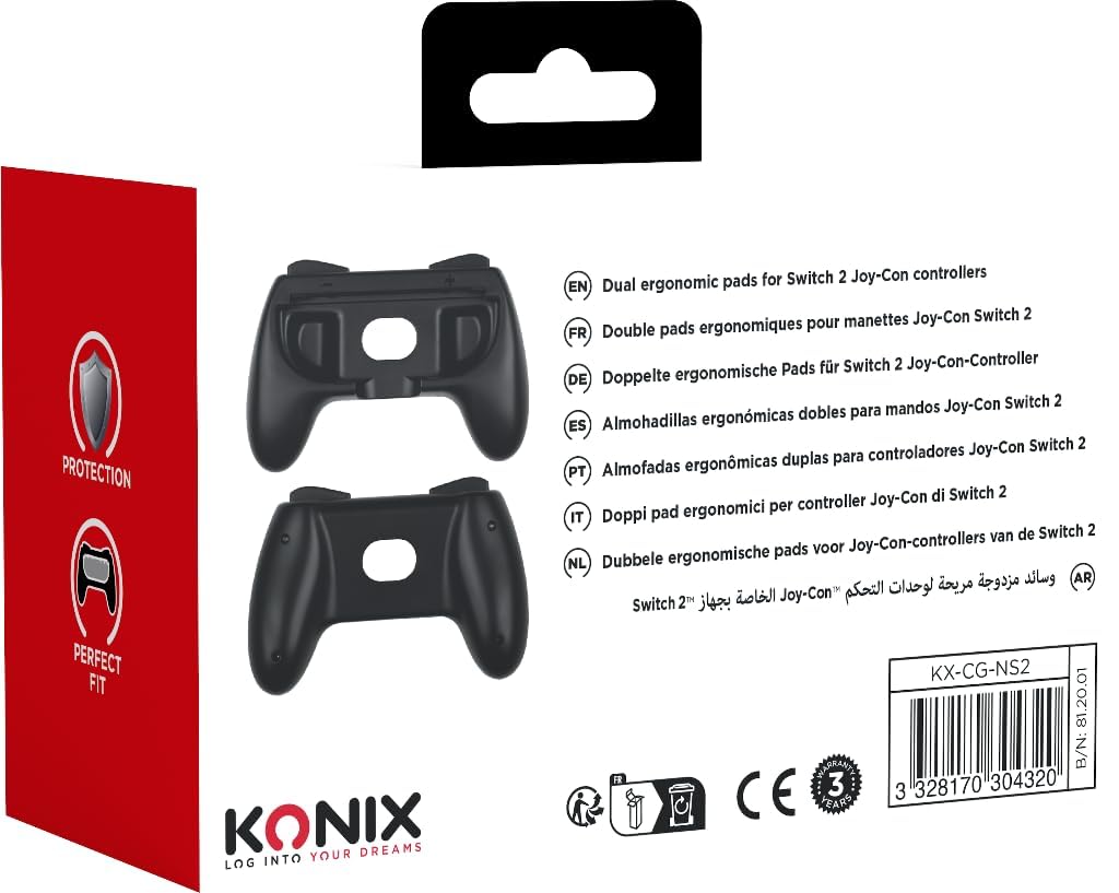 Konix Controllers supporti Joy-Con Switch 2 nero coppia ergonomici