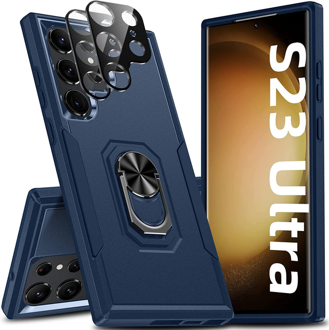Redpepper Galaxy S23 Plus cover antiurto blu anello stand
