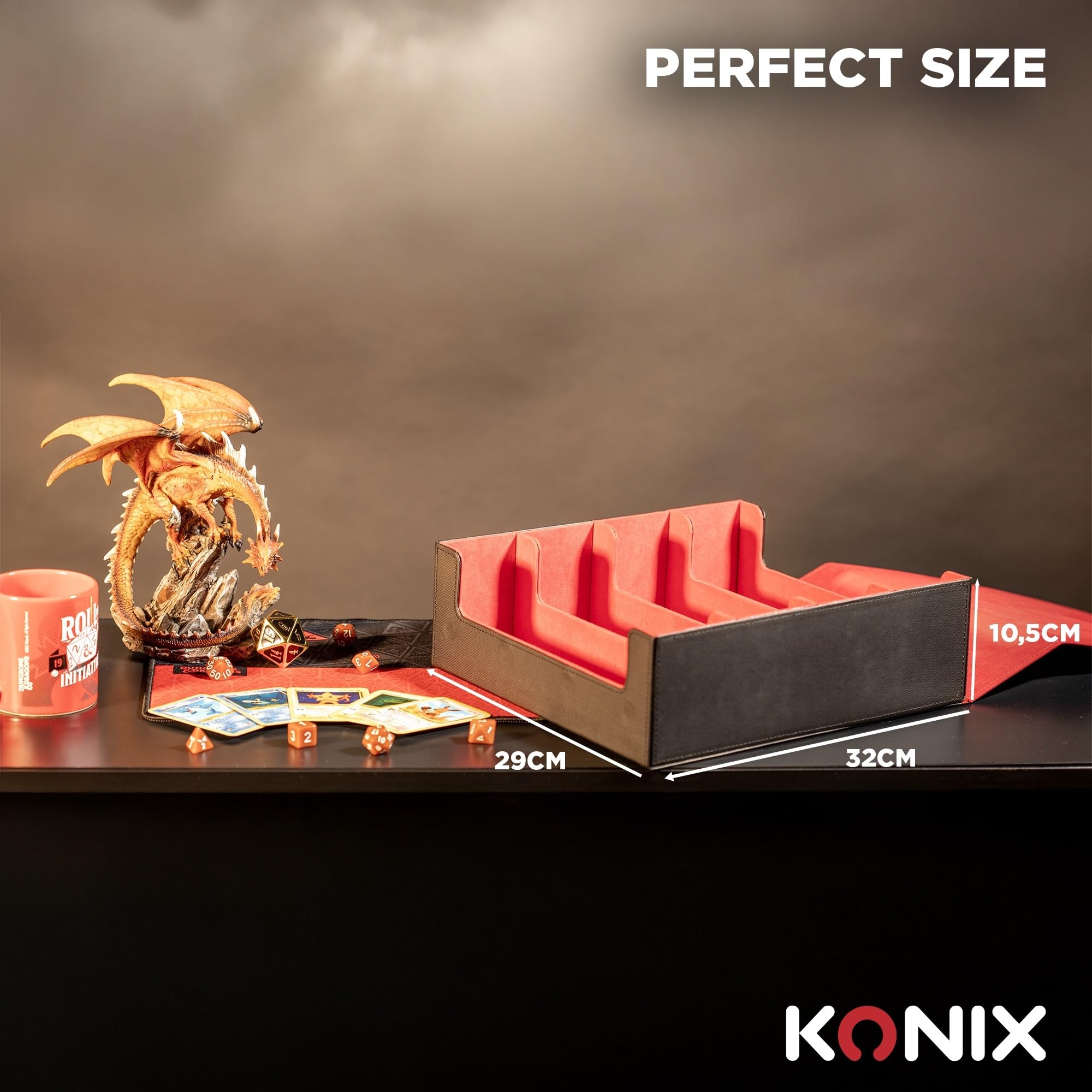 Konix Deckbox 4 Scomparti 63x88 mm Nero per Carte TCG