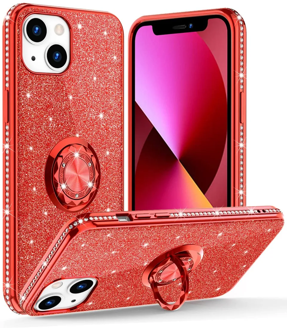 Redpepper Apple Cases iPhone 13 cover glitter con anello