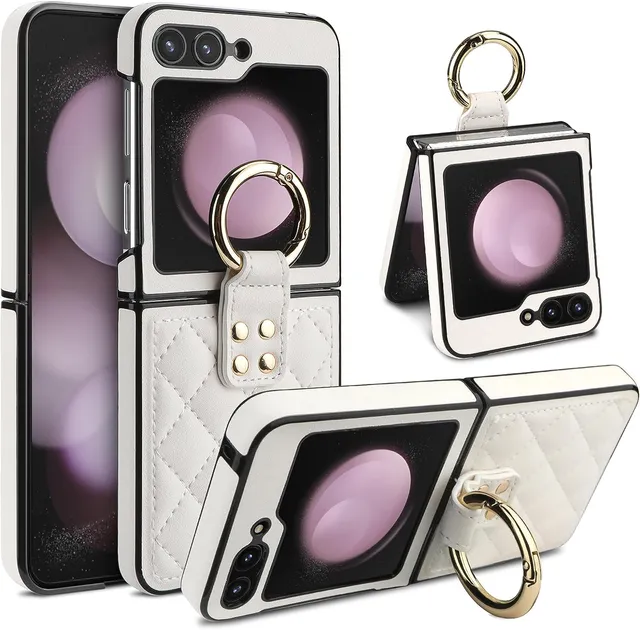 Redpepper Galaxy Z Flip 5 Custodia Pelle Nera con Anello