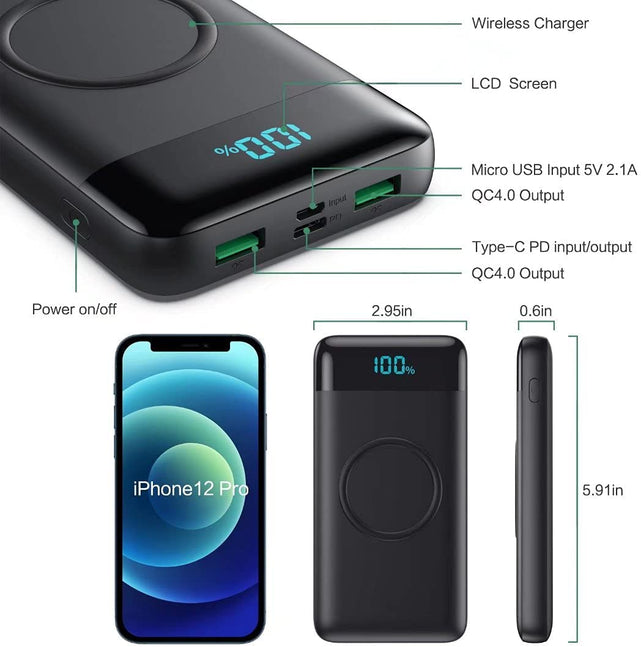 Redpepper Power Bank wireless 30800mAh display LED