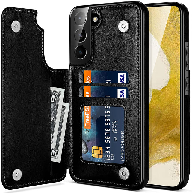 Redpepper Galaxy S22 Plus cover portafoglio pelle nera 3 carte