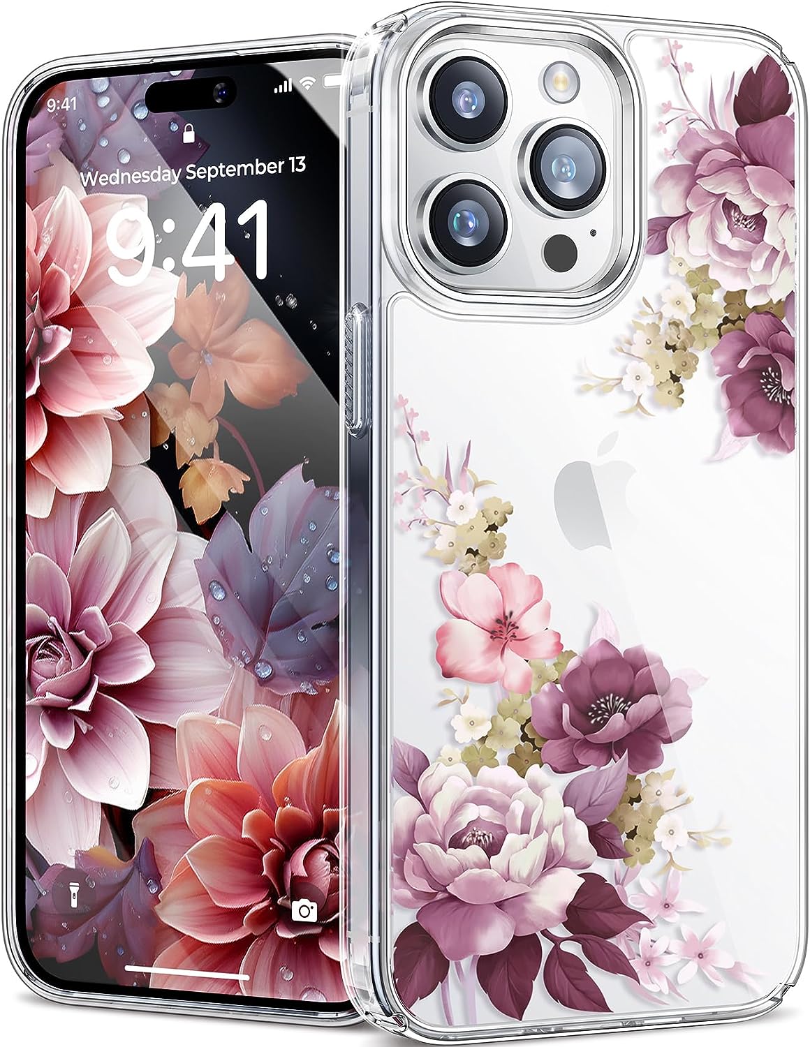 Redpepper Apple Cases Pro 6.1 Cover fiori trasparente TPU
