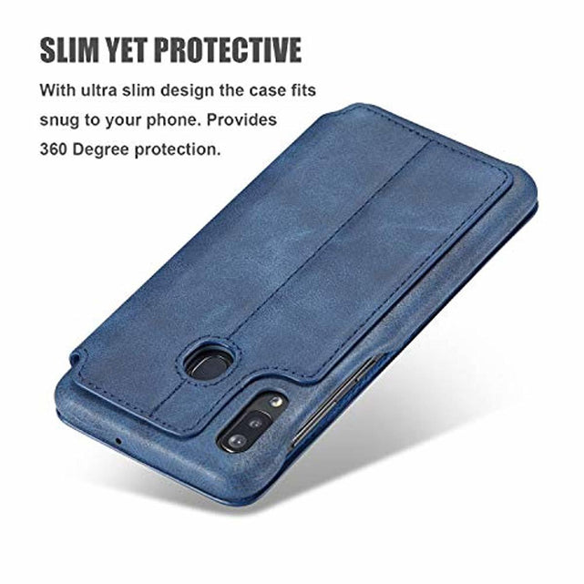 Redpepper Galaxy A70 Custodia Pelle Blu Wallet con Stand