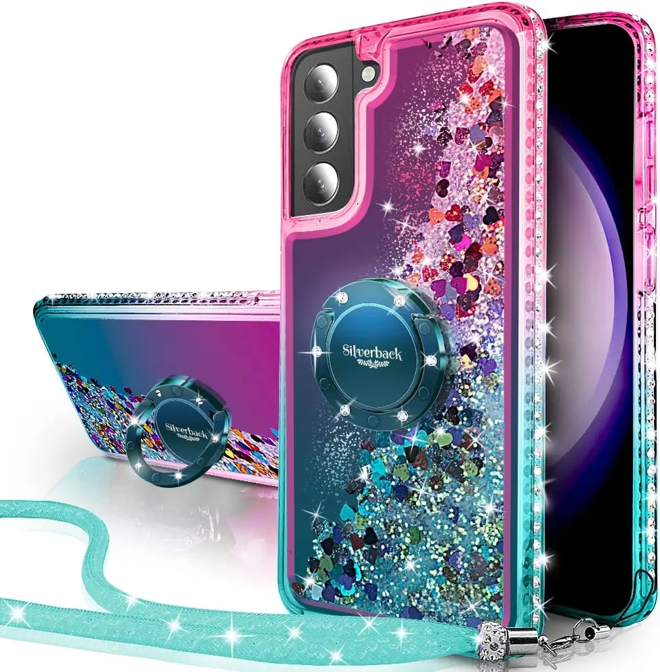 Redpepper Galaxy S23 Plus Cover Glitter Oro Rosa anello