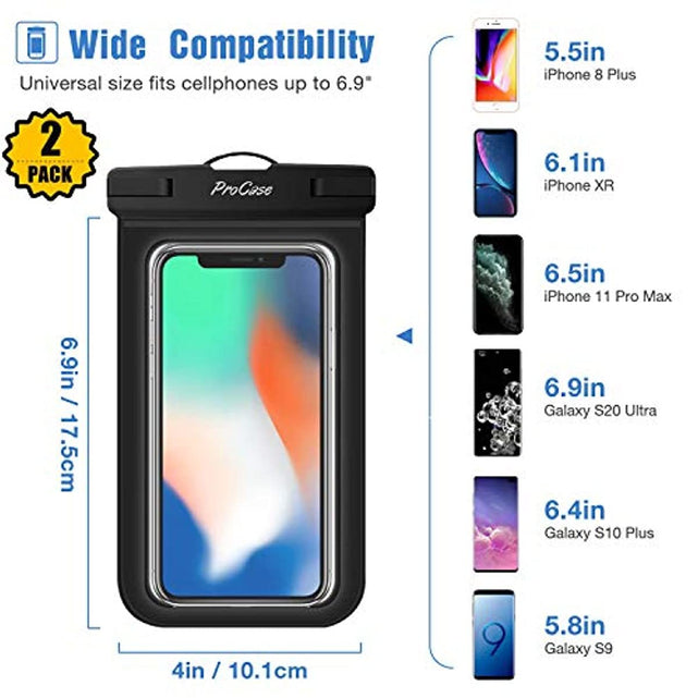 Redpepper Waterproof Pouch IPX8 custodia nera 2 pezzi 6,9"