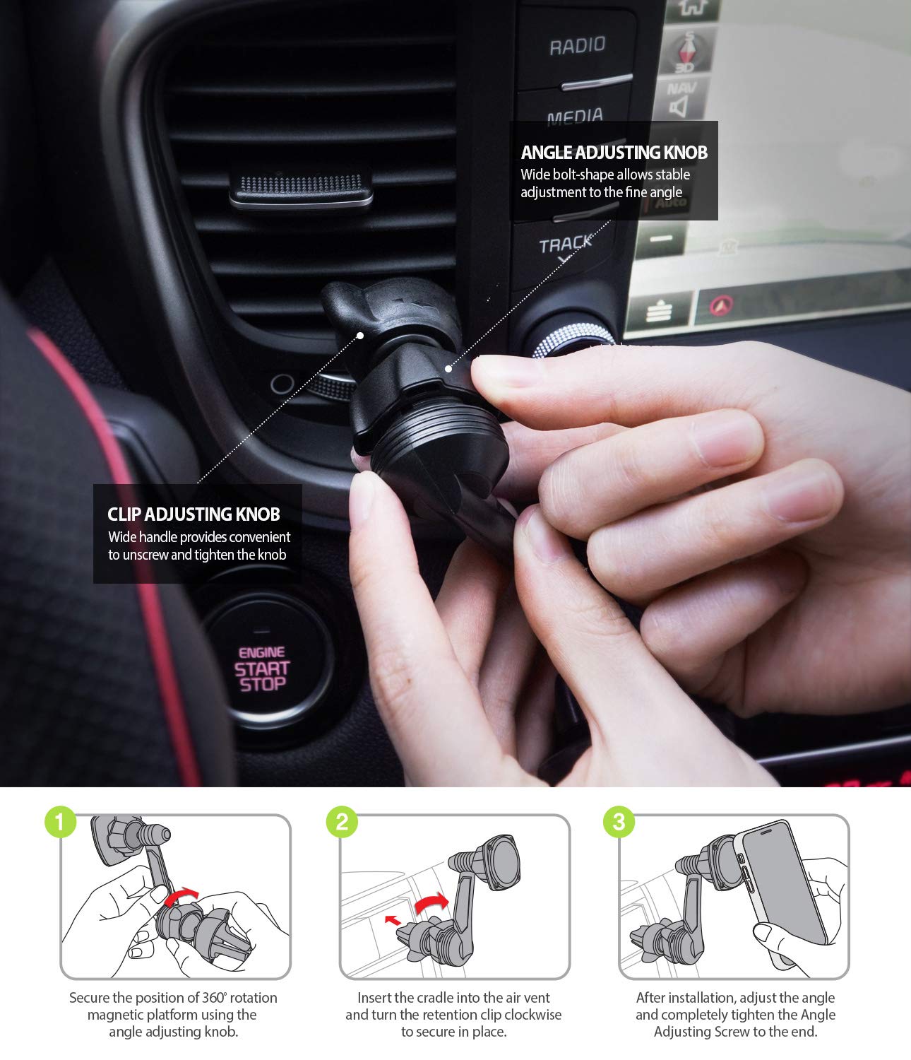 Ringke Car Mount Power Clip Wing supporto auto magnetico nero