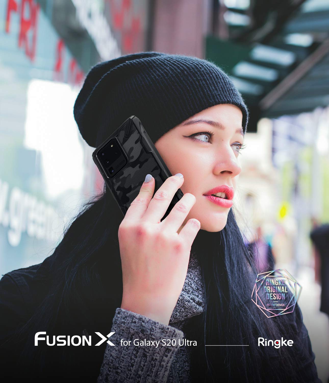 Ringke Fusion-X S20 Ultra cover Camo Black antiurto