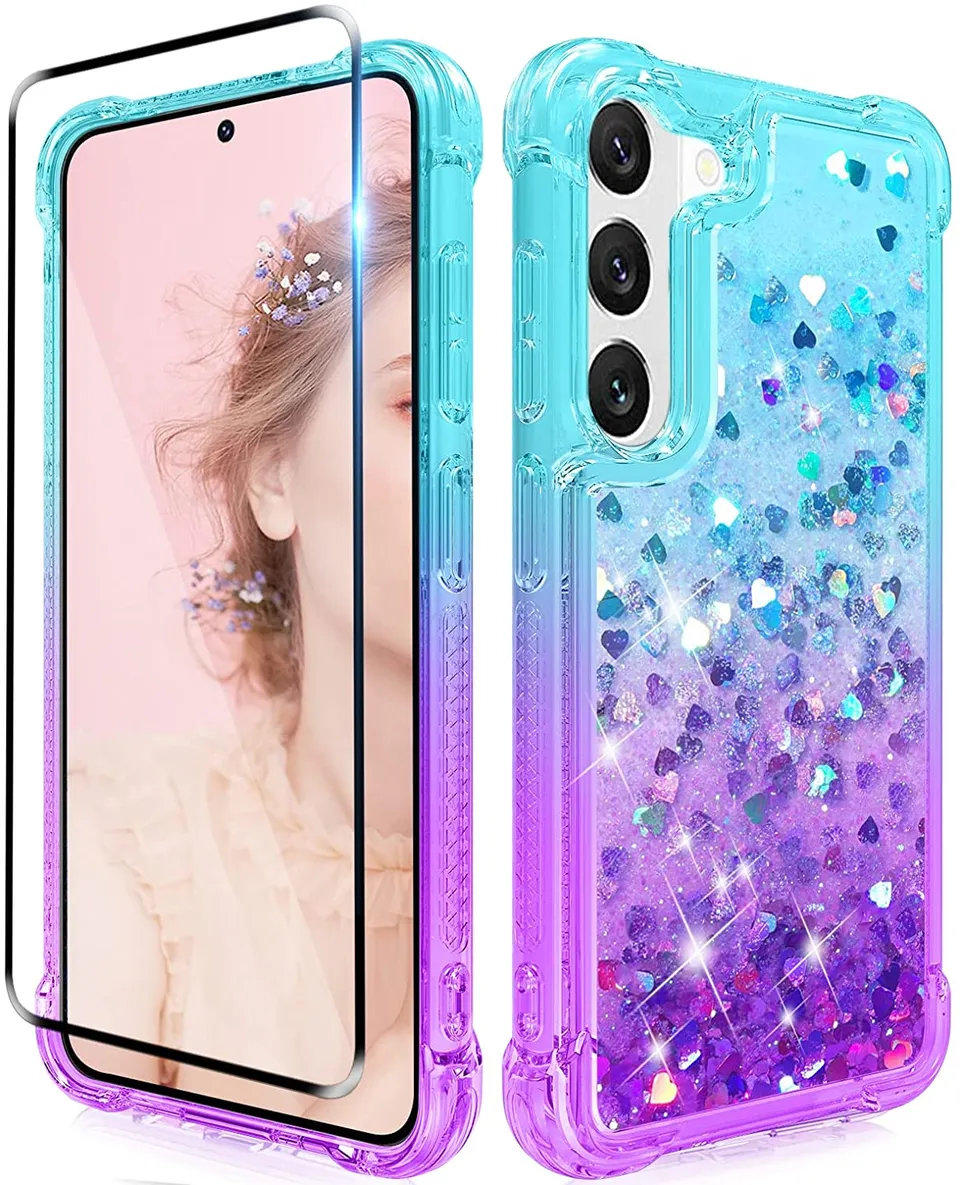 Redpepper Galaxy S23 Cover Glitter Liquida con Vetro